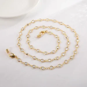 Chaîne à lunettes bijoux Cristalline dorée cristaux - Maison Lunetik