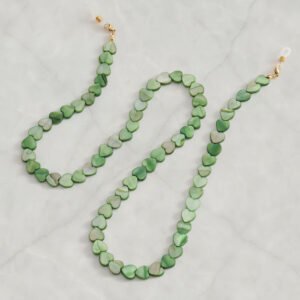 Chaîne à lunettes Espérance cœurs verts nacrés optimisme - Maison Lunetik