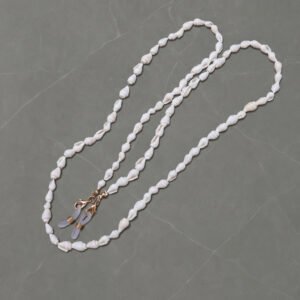 Chaîne à lunettes Nacre coquillages blancs naturels - Maison Lunetik