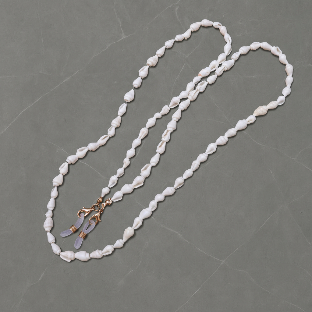 Chaîne à lunettes Nacre coquillages blancs naturels - Maison Lunetik