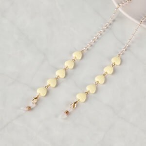 Chaîne lunettes Douceur cœurs ivoire tendresse lumineuse - Maison Lunetik