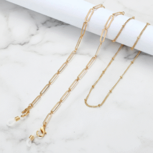 Chaîne lunettes Duo double dorée maillons architecturale - Maison Lunetik