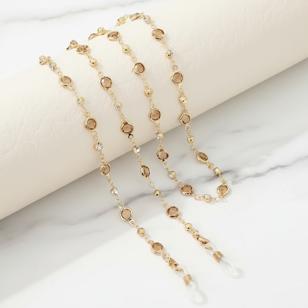 Chaîne lunettes Précieuse cristaux sertis technique joaillière - Maison Lunetik