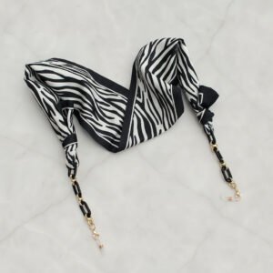 Chaîne lunettes Sauvage textile zébré noir blanc sophistiqué - Maison Lunetik