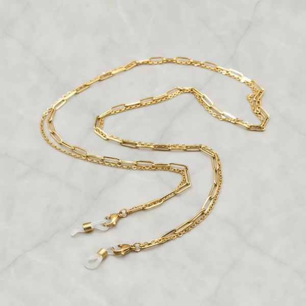 Chaîne pour lunettes Essentielle dorée maillons rectangulaires - Maison Lunetik