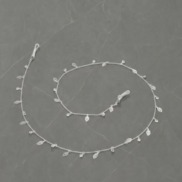 Chaîne pour lunettes Folia argent feuilles délicates - Maison Lunetik