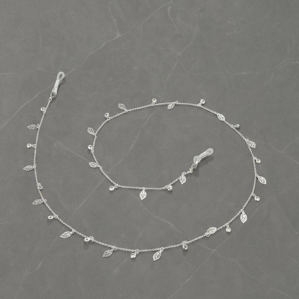 Chaîne pour lunettes Folia argent feuilles délicates - Maison Lunetik