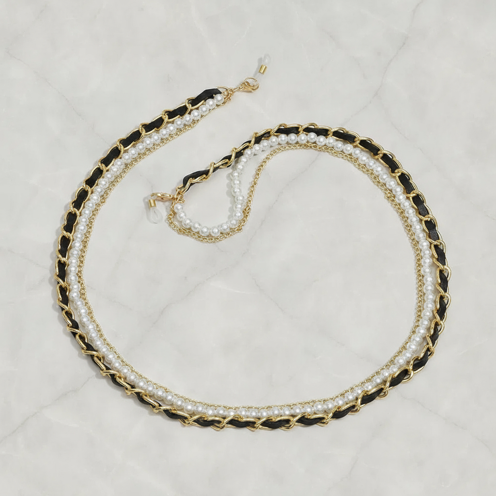 "Chaîne pour lunettes perles dorée Sophistiquée - Maison Lunetik