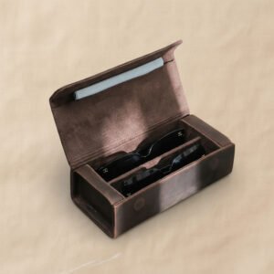 Mallette rangement lunettes cuir véritable Duo Rétro premium artisanal - Maison Lunetik